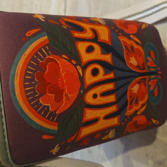 Natural Life "Happy" Floral Insulated Crossbody Water Bottle Carrier Bag - Picture 2 of 8